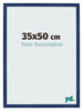 Cadre Photo 35x50cm Bleu Foncé Patiné MDF Bologna De Face Mesure | Yourdecoration.fr