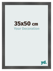 Cadre Photo 35x50cm Noir Argent Poli MDF Pisa De Face Mesure | Yourdecoration.fr