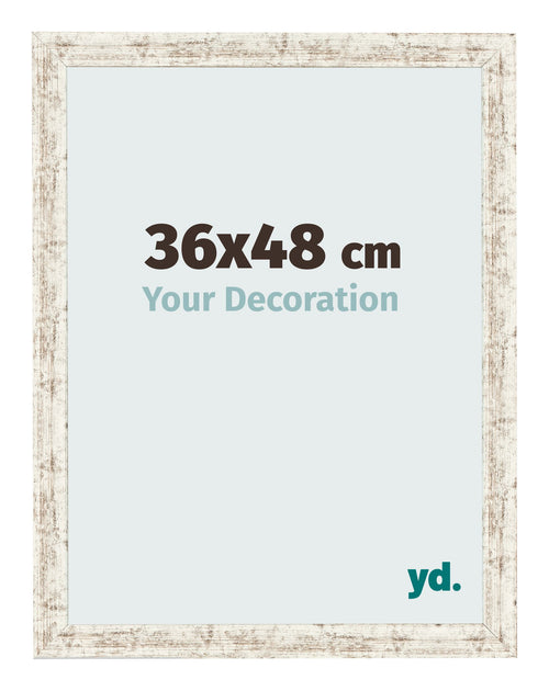 Cadre Photo 36x48cm Blanc Vintage MDF Bologna De Face Mesure | Yourdecoration.fr