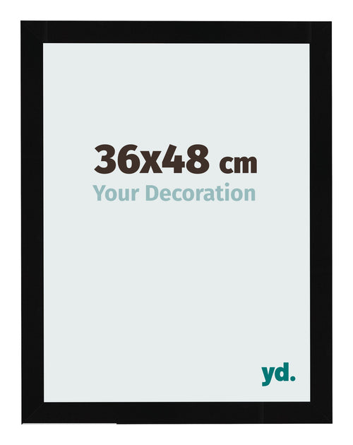 Cadre Photo 36x48cm Noir Brillant MDF Bologna De Face Mesure | Yourdecoration.fr