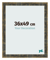 Cadre Photo 36x49cm Bleu Or Melange MDF Pisa De Face Mesure | Yourdecoration.fr