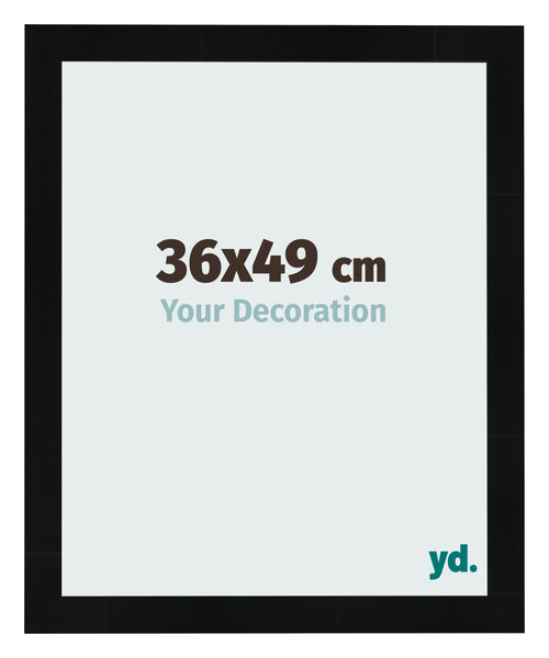 Cadre Photo 36x49cm Noir Argent Poli MDF Pisa De Face Mesure | Yourdecoration.fr