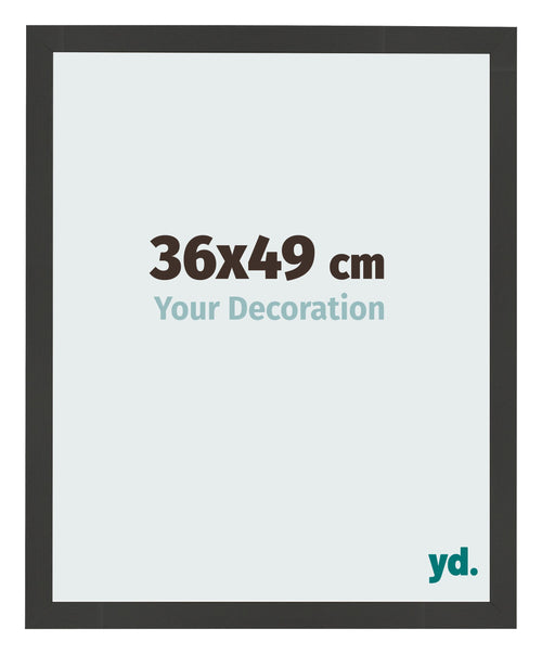 Cadre Photo 36x49cm Noir Grain de Bois MDF Bologna De Face Mesure | Yourdecoration.fr