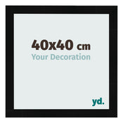 Cadre Photo 40x40cm Noir Argent Poli MDF Pisa De Face Mesure | Yourdecoration.fr