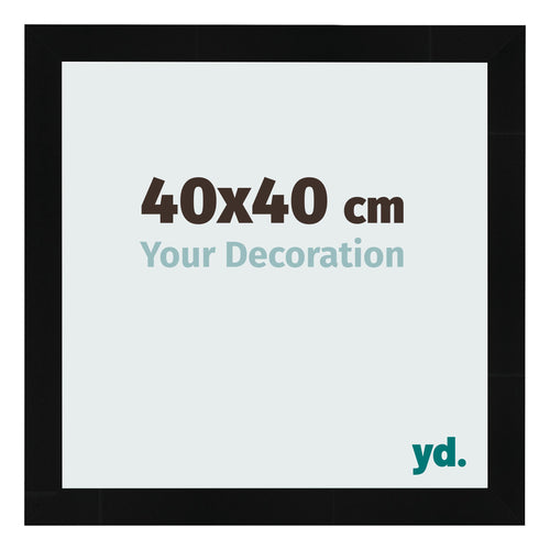 Cadre Photo 40x40cm Noir Argent Poli MDF Pisa De Face Mesure | Yourdecoration.fr