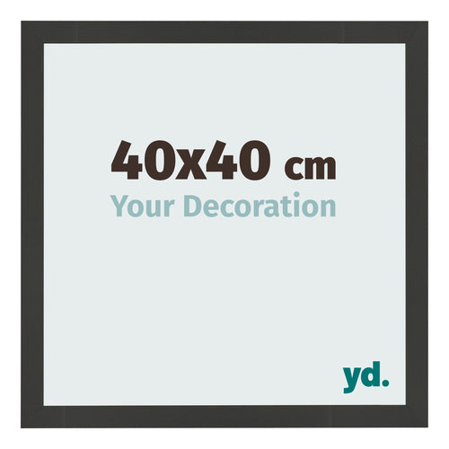 Cadre Photo 40x40cm Noir Grain de Bois MDF Bologna De Face Mesure | Yourdecoration.fr