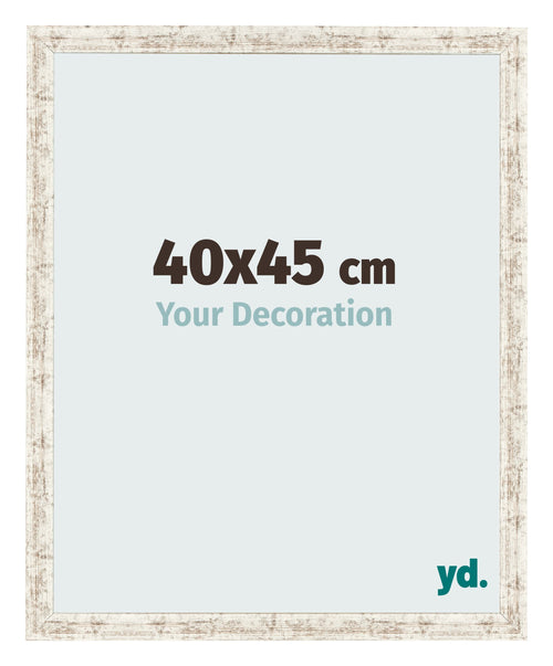 Cadre Photo 40x45cm Blanc Vintage MDF Bologna De Face Mesure | Yourdecoration.fr