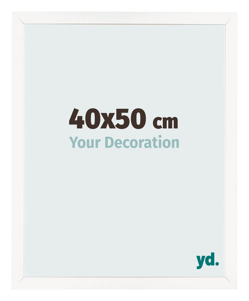 Cadre Photo 40x50 cm Blanc Brillant MDF Bologna De Face Mesure | Yourdecoration.fr