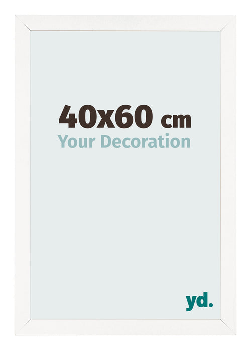 Cadre Photo 40x60 cm Blanc Brillant MDF Bologna De Face Mesure | Yourdecoration.fr