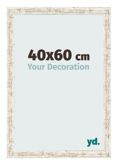 Cadre Photo 40x60cm Blanc Vintage MDF Bologna De Face Mesure | Yourdecoration.fr