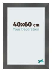 Cadre Photo 40x60cm Noir Argent Poli MDF Pisa De Face Mesure | Yourdecoration.fr