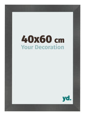Cadre Photo 40x60cm Noir Argent Poli MDF Pisa De Face Mesure | Yourdecoration.fr