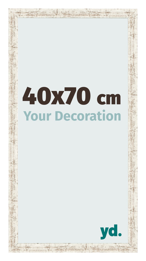 Cadre Photo 40x70cm Blanc Vintage MDF Bologna De Face Mesure | Yourdecoration.fr