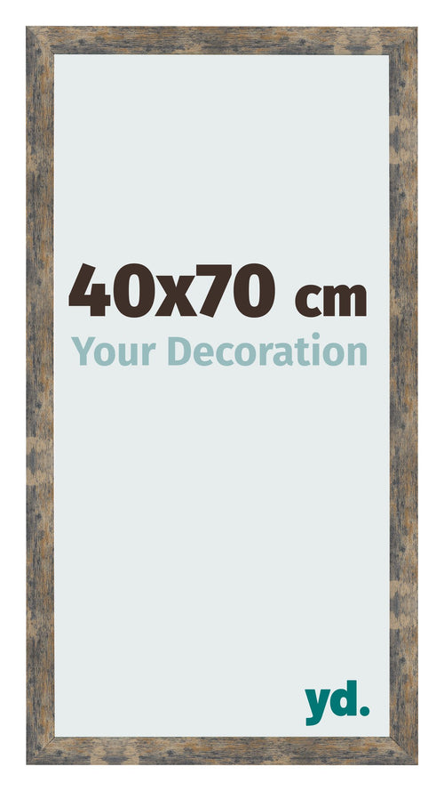 Cadre Photo 40x70cm Bleu Or Mélangé MDF Bologna De Face Mesure | Yourdecoration.fr