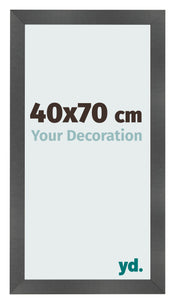 Cadre Photo 40x70cm Noir Argent Poli MDF Pisa De Face Mesure | Yourdecoration.fr