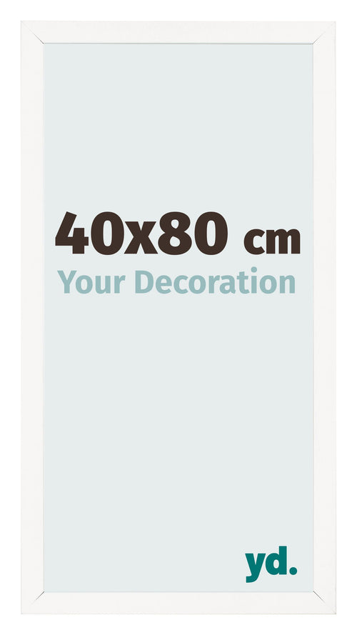 Cadre Photo 40x80 cm Blanc Brillant MDF Bologna De Face Mesure | Yourdecoration.fr