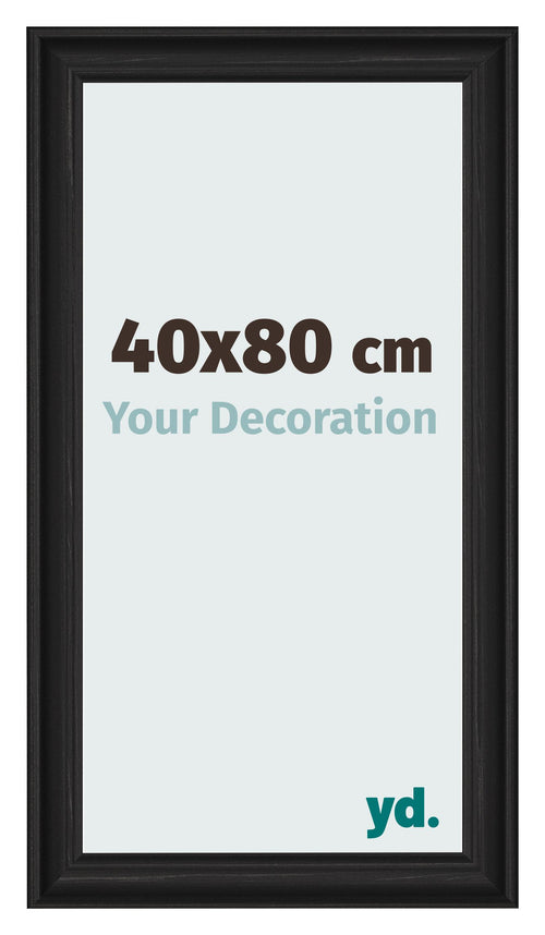 Cadre Photo 40x80cm Noir Grain de Bois MDF Lazio De Face Mesure | Yourdecoration.fr