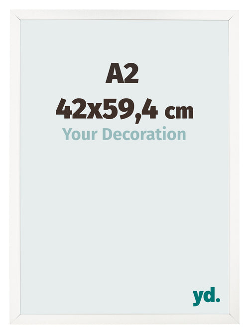 Cadre Photo 42x59 4 cm A2 Blanc Brillant MDF Bologna De Face Mesure | Yourdecoration.fr
