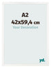 Cadre Photo 42x59 4 cm A2 Blanc Brillant MDF Bologna De Face Mesure | Yourdecoration.fr