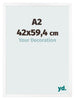 Cadre Photo 42x59 4 cm A2 Blanc Mat MDF Bologna De Face Mesure | Yourdecoration.fr
