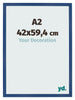 Cadre Photo 42x59 4 cm A2 Bleu Fonce MDF Bologna De Face Mesure | Yourdecoration.fr