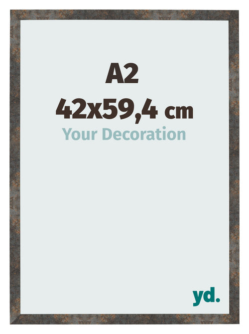 Cadre Photo 42x59 4 cm A2 Metal Oxyde MDF Bologna De Face Mesure | Yourdecoration.fr