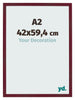 Cadre Photo 42x59 4 cm A2 Vin Rouge Patine MDF Bologna De Face Mesure | Yourdecoration.fr