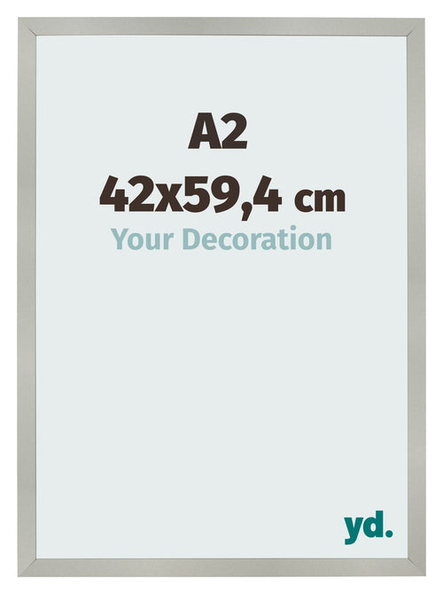 Cadre Photo 42x59 4cm A2 Argent Mat MDF Bologna De Face Mesure | Yourdecoration.fr