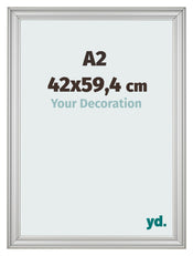 Cadre Photo 42x59 4cm A2 Argent Mat MDF Lazio De Face Mesure | Yourdecoration.fr
