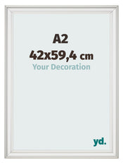 Cadre Photo 42x59 4cm A2 Blanc Patine MDF Lazio De Face Mesure | Yourdecoration.fr