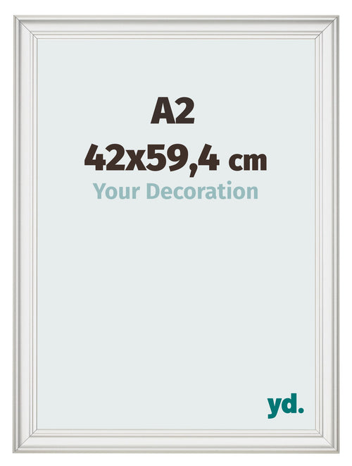 Cadre Photo 42x59 4cm A2 Blanc Patine MDF Lazio De Face Mesure | Yourdecoration.fr