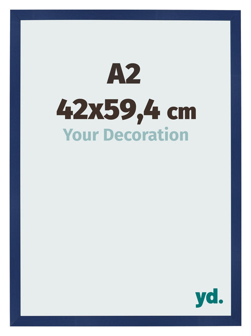Cadre Photo 42x59 4cm A2 Bleu Foncé Patiné MDF Bologna De Face Mesure | Yourdecoration.fr