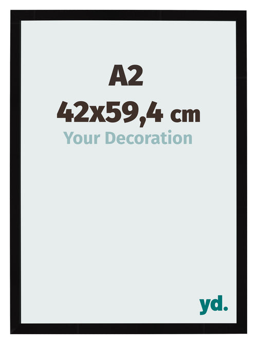 Cadre Photo 42x59 4cm A2 Noir Brillant MDF Bologna De Face Mesure | Yourdecoration.fr