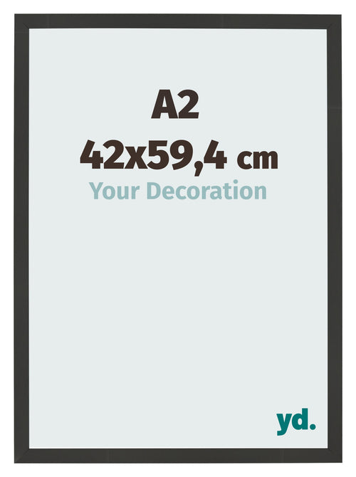 Cadre Photo 42x59 4cm A2 Noir Grain de Bois MDF Bologna De Face Mesure | Yourdecoration.fr