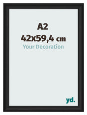 Cadre Photo 42x59 4cm A2 Noir Grain de Bois MDF Lazio De Face Mesure | Yourdecoration.fr