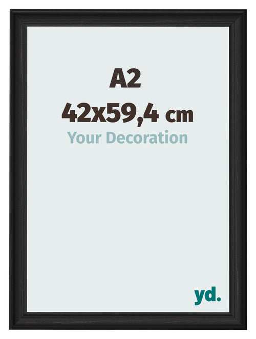 Cadre Photo 42x59 4cm A2 Noir Grain de Bois MDF Lazio De Face Mesure | Yourdecoration.fr