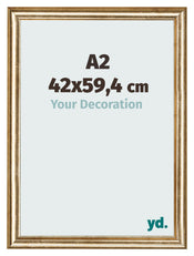Cadre Photo 42x59 4cm A2 Or Antique MDF Lazio De Face Mesure | Yourdecoration.fr