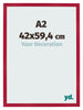 Cadre Photo 42x59 4cm A2 Rouge MDF Bologna De Face Mesure | Yourdecoration.fr