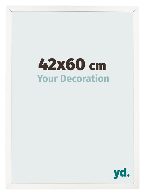 Cadre Photo 42x60 cm Blanc Brillant MDF Bologna De Face Mesure | Yourdecoration.fr