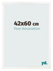 Cadre Photo 42x60 cm Blanc Brillant MDF Bologna De Face Mesure | Yourdecoration.fr