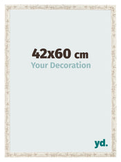 Cadre Photo 42x60cm Blanc Vintage MDF Bologna De Face Mesure | Yourdecoration.fr