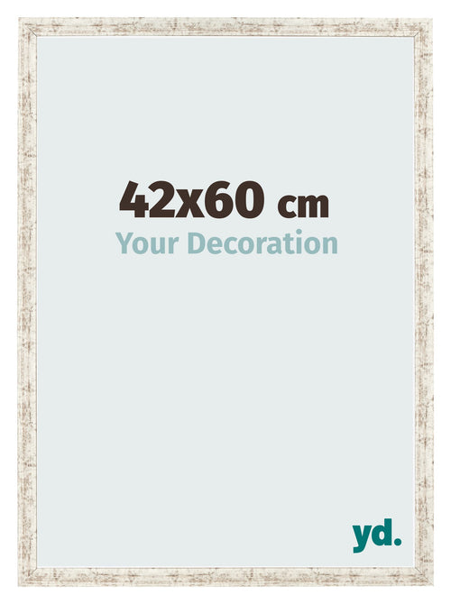 Cadre Photo 42x60cm Blanc Vintage MDF Bologna De Face Mesure | Yourdecoration.fr