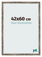 Cadre Photo 42x60cm Bleu Or Mélangé MDF Bologna De Face Mesure | Yourdecoration.fr