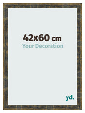 Cadre Photo 42x60cm Bleu Or Melange MDF Pisa De Face Mesure | Yourdecoration.fr