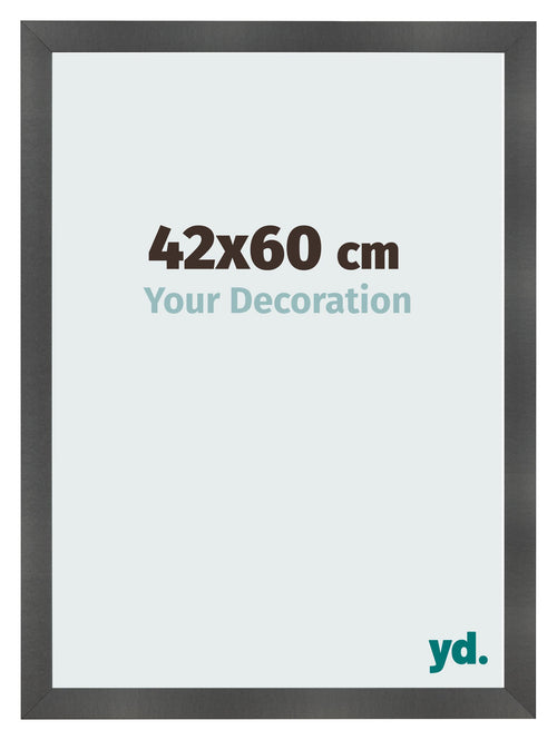 Cadre Photo 42x60cm Noir Argent Poli MDF Pisa De Face Mesure | Yourdecoration.fr