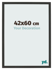 Cadre Photo 42x60cm Noir Grain de Bois MDF Bologna De Face Mesure | Yourdecoration.fr