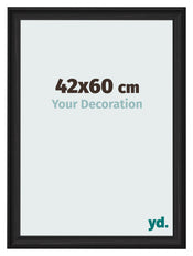 Cadre Photo 42x60cm Noir Grain de Bois MDF Lazio De Face Mesure | Yourdecoration.fr