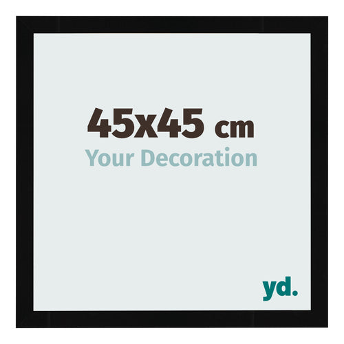 Cadre Photo 45x45cm Noir Brillant MDF Bologna De Face Mesure | Yourdecoration.fr