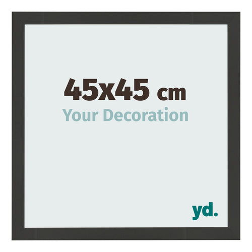Cadre Photo 45x45cm Noir Grain de Bois MDF Bologna De Face Mesure | Yourdecoration.fr