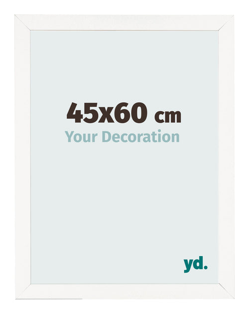Cadre Photo 45x60 cm Blanc Brillant MDF Bologna De Face Mesure | Yourdecoration.fr